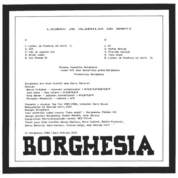 Borghesia - Ljubav je hladnija od smrti