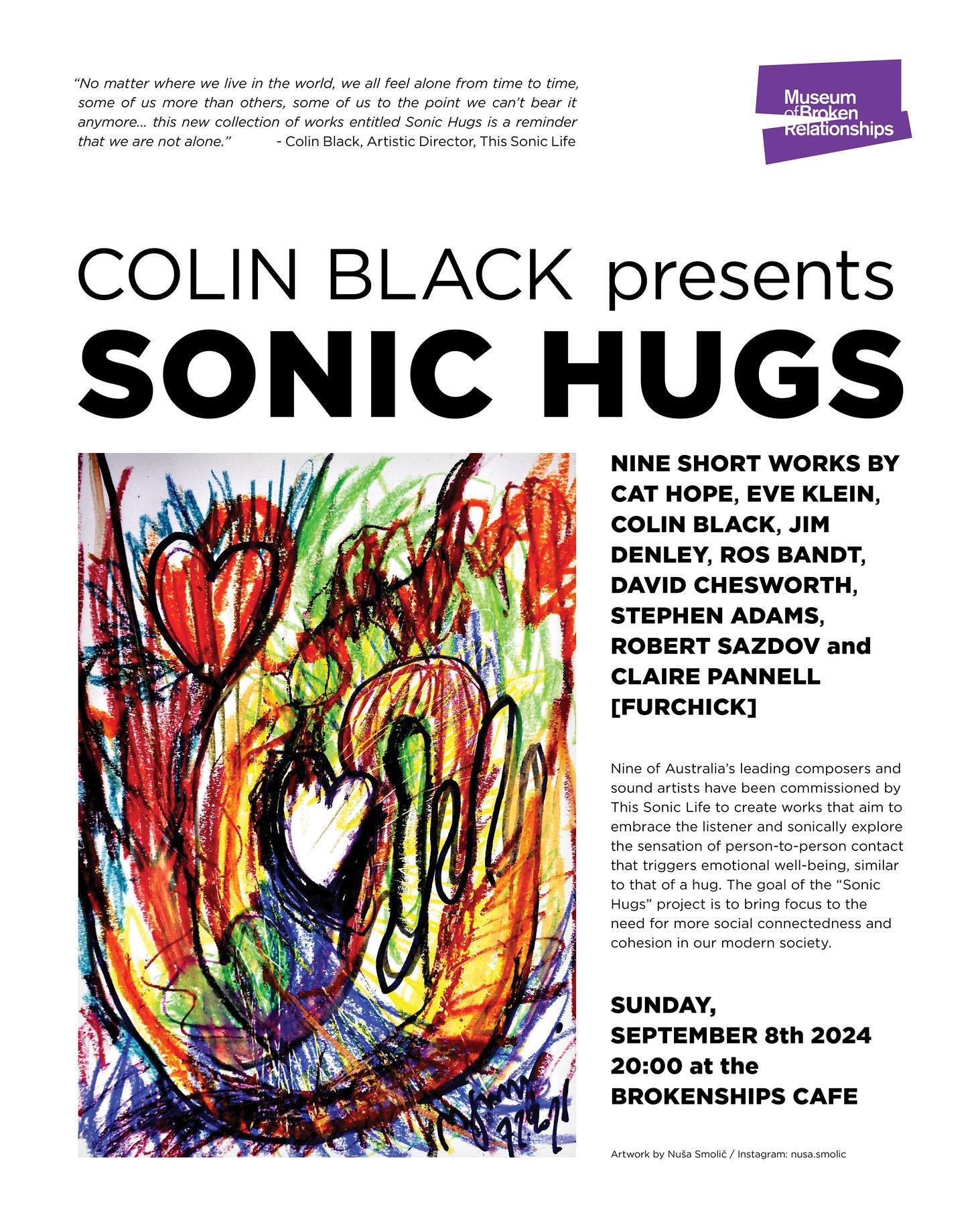 Colin Black: Sonic Hugs / artwork: Nuša Smolič 