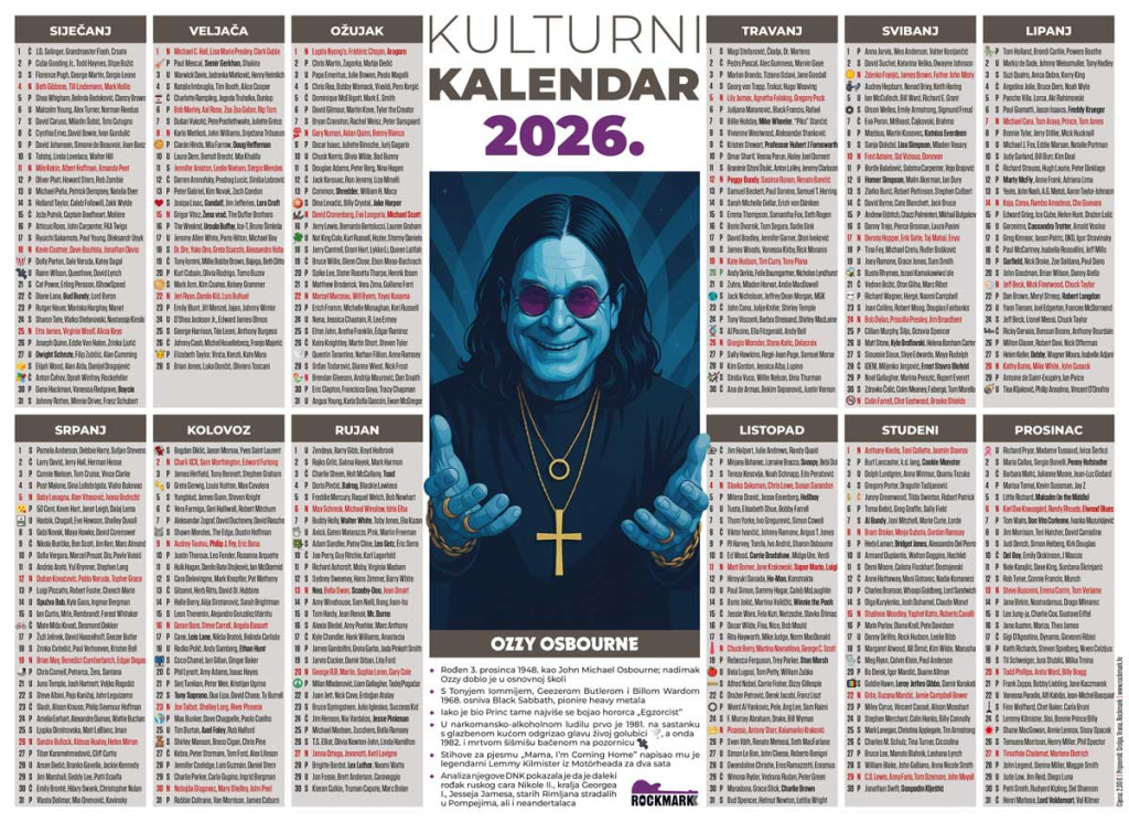 Kulturni kalendar 2026.